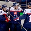 MINSK, BELARUS - MAY 14: Slovakia's Tomas Tatar #90 celebrates with Juraj Mikus #71 and Michel Miklik #19 after scoring Team Slovakia's first goal of the game during preliminary round action at the 2014 IIHF Ice Hockey World Championship. (Photo by Richard Wolowicz/HHOF-IIHF Images)